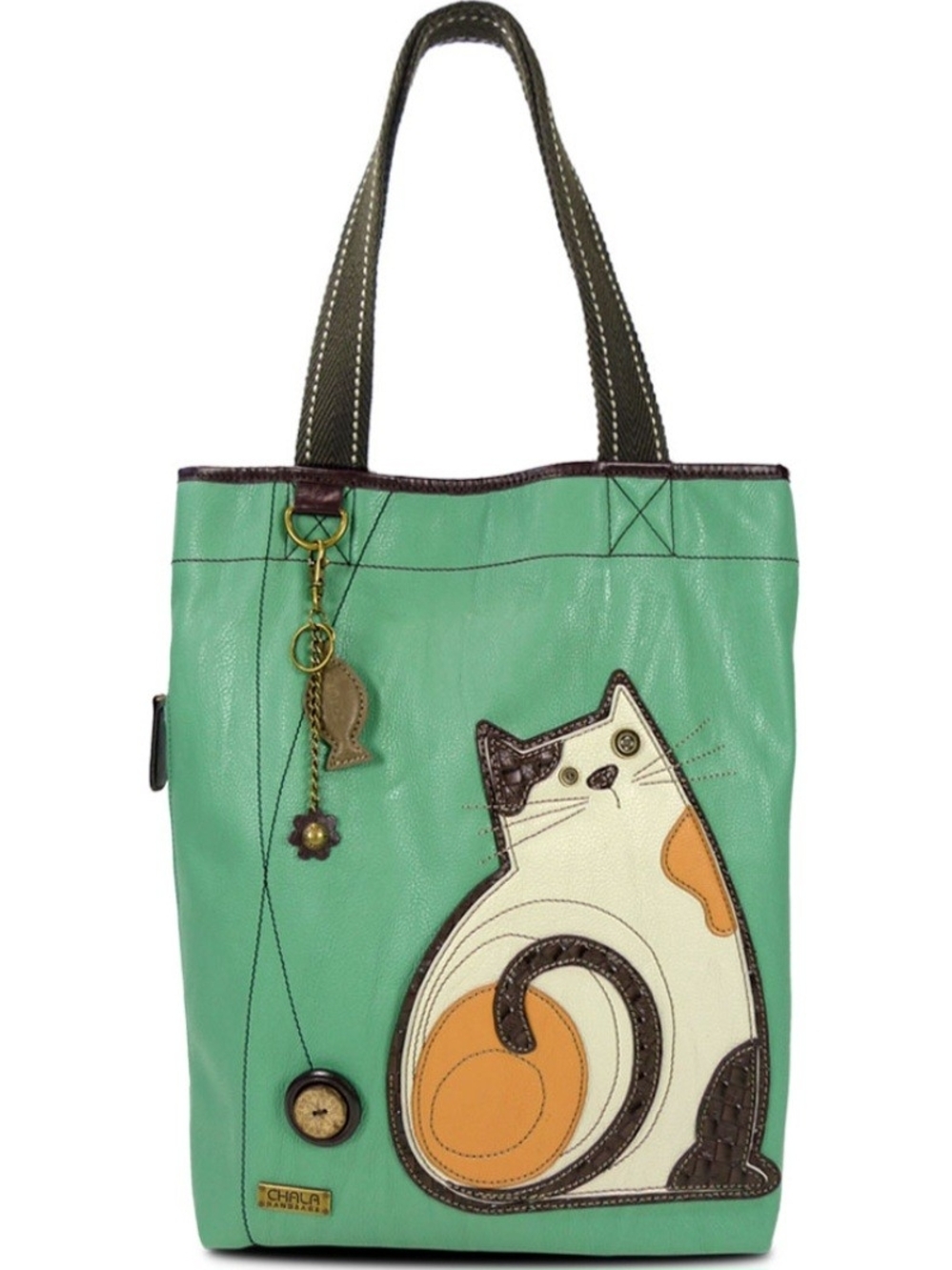 Chala Mint Green Cat Appliqué Shoulder Bag